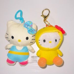 Lot Of Two Hello Kitty Chick Suit And Danglers Set Key Chain Plushie Toy